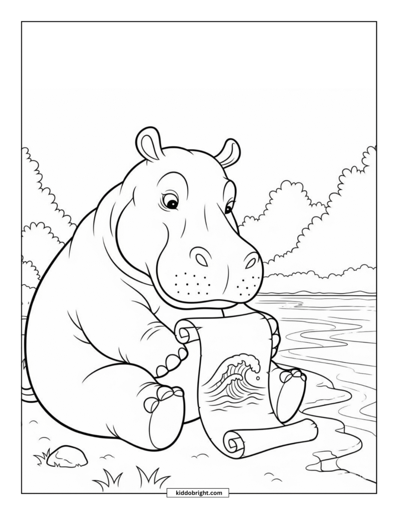 Hippopotamus coloring pages for kids free download