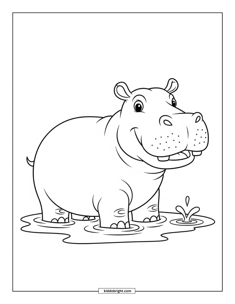 Hippopotamus coloring pages for kids free download