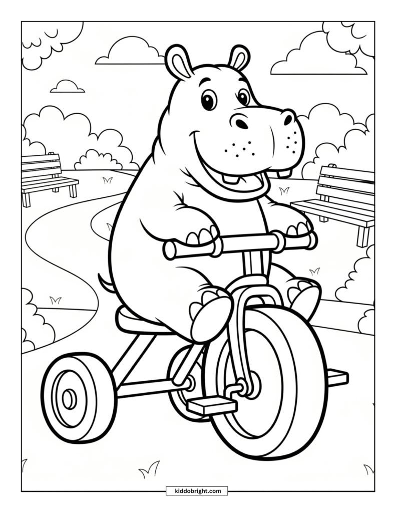 Hippopotamus coloring pages for kids free download