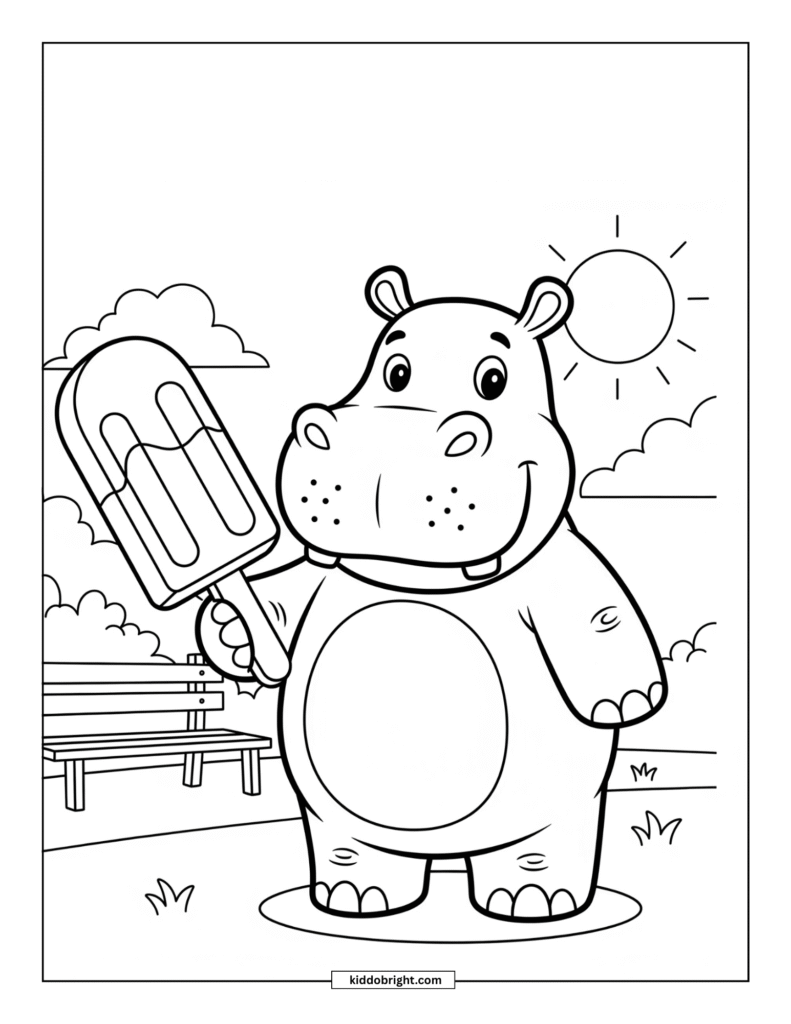 Hippopotamus coloring pages for kids free download