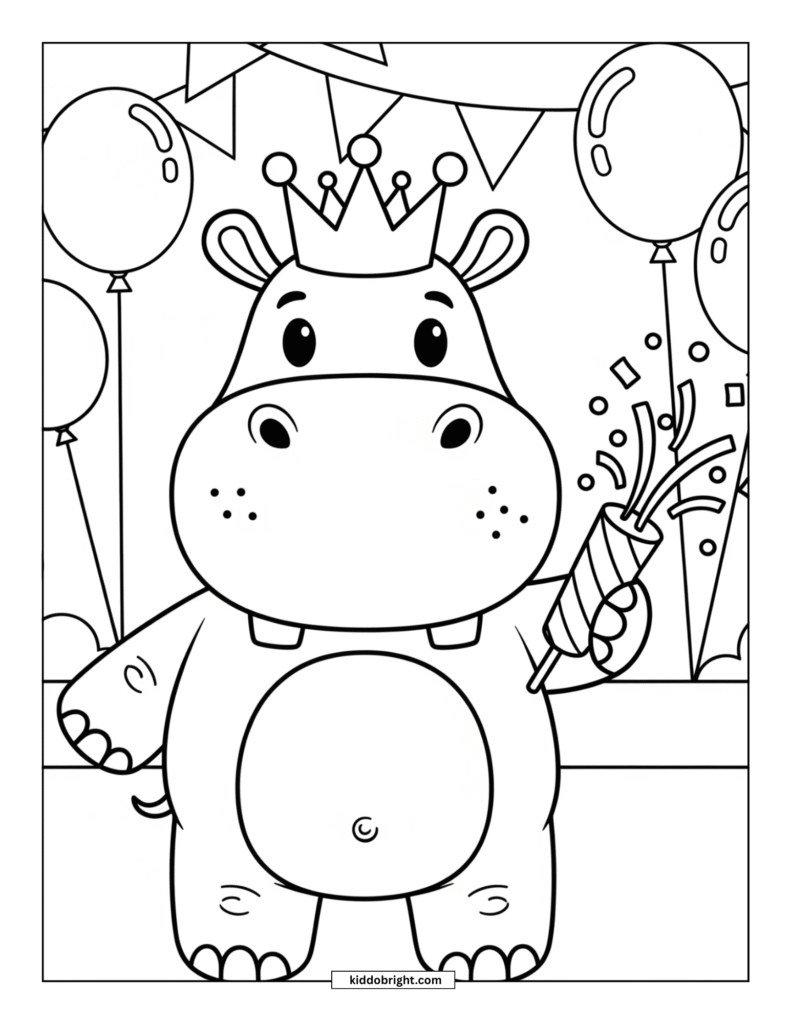 Hippopotamus coloring pages for kids free download