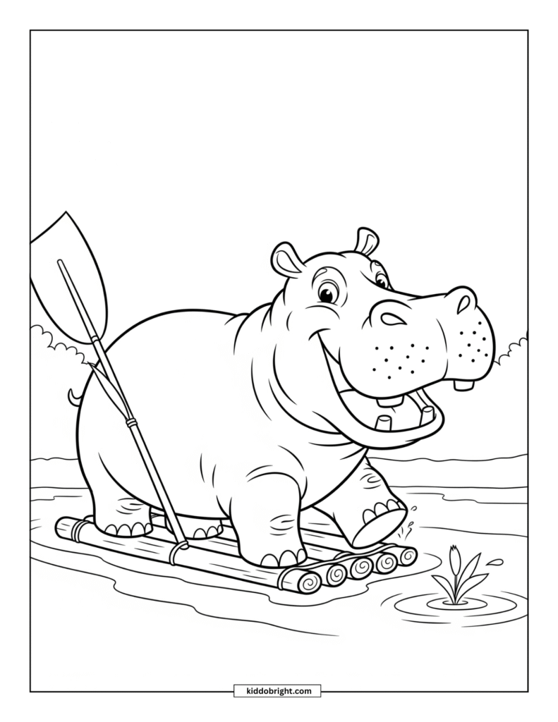 Hippopotamus coloring pages for kids free download