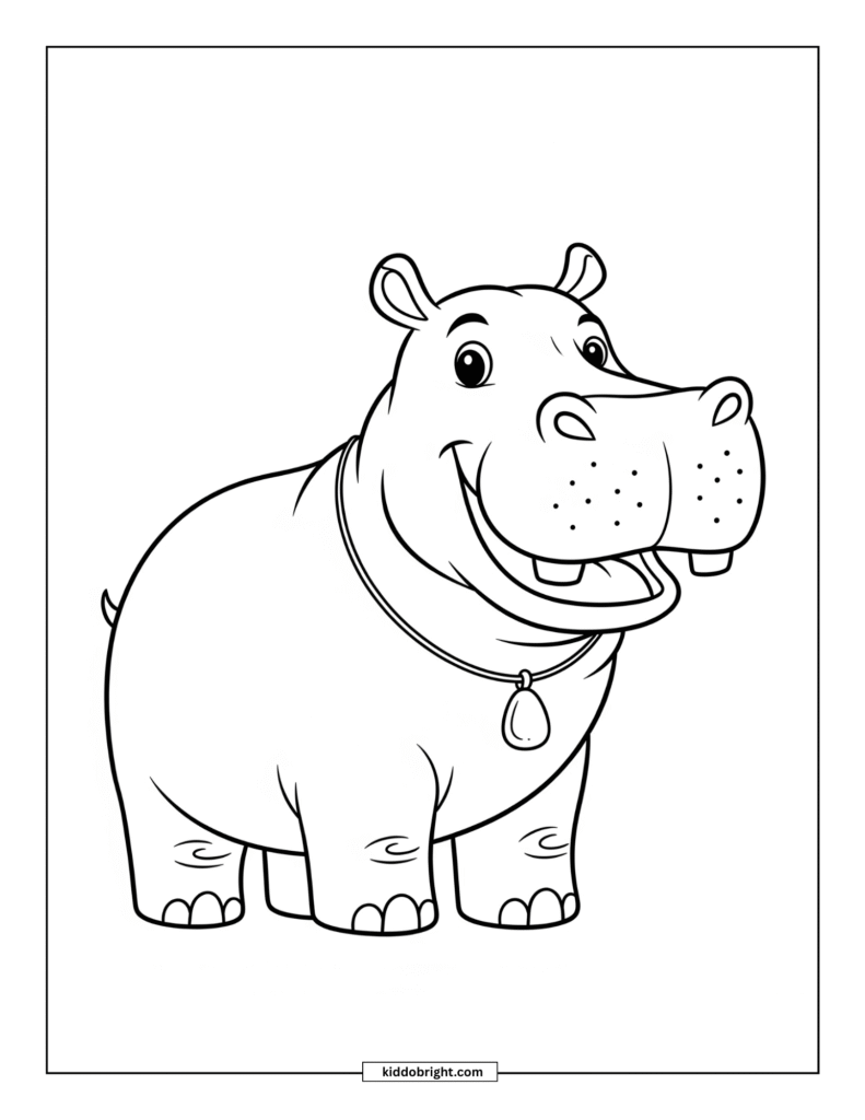 Hippopotamus coloring pages for kids free download