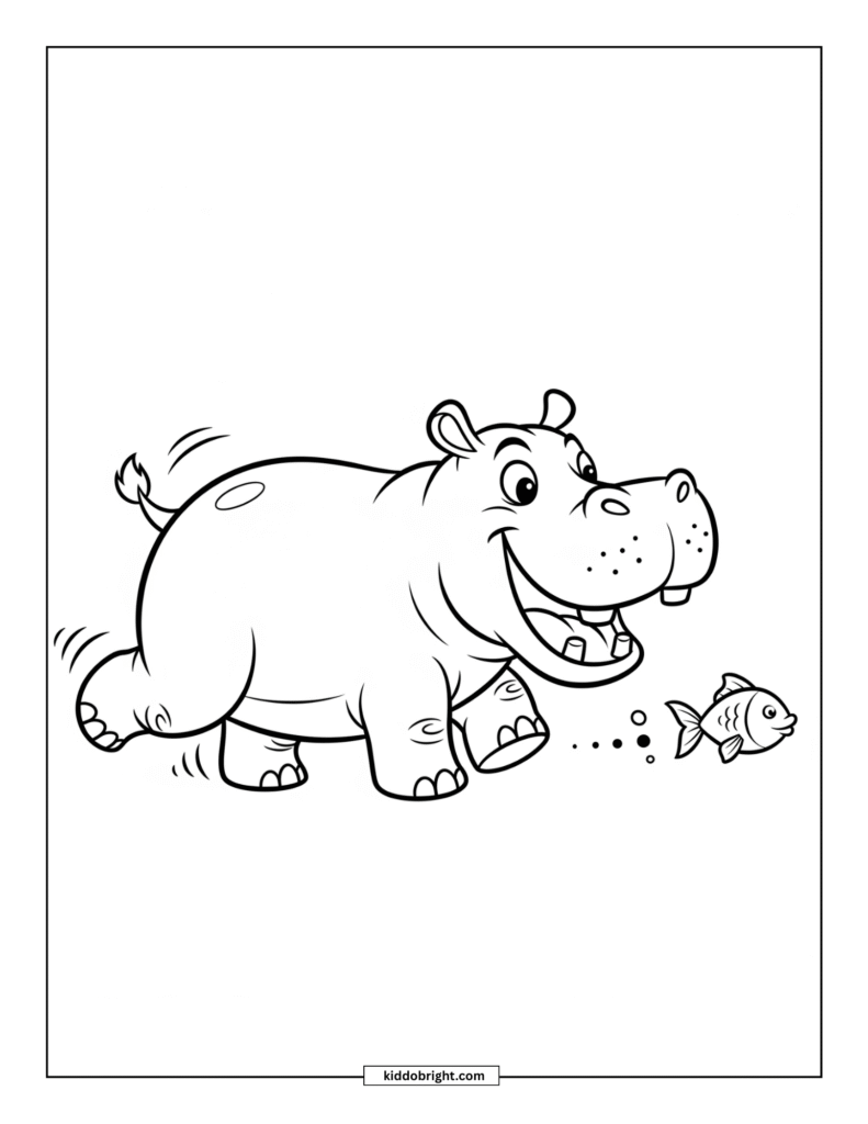 Hippopotamus coloring pages for kids free download
