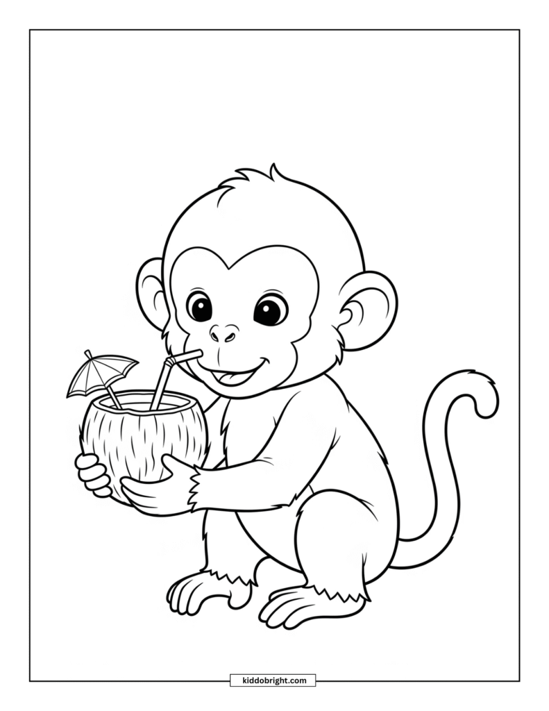Monkey coloring pages for kids free download