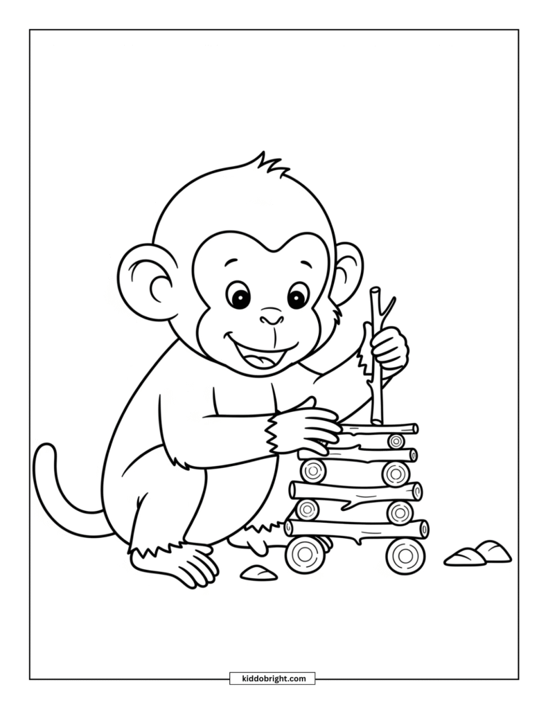 Monkey coloring pages for kids free download