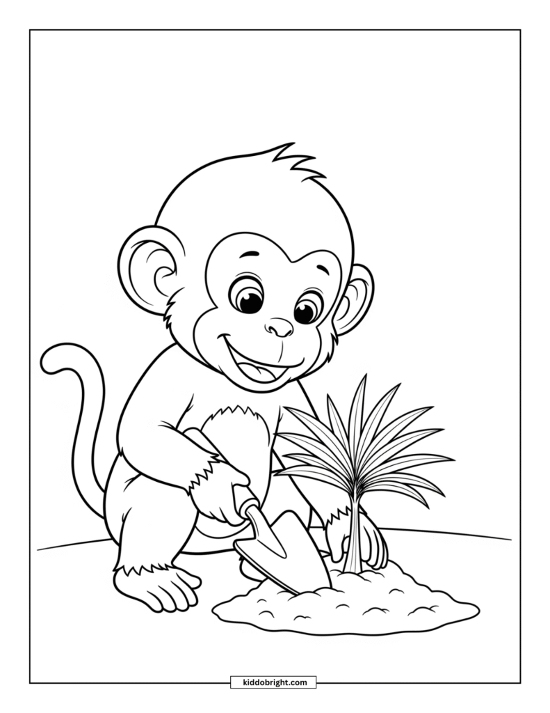 Monkey coloring pages for kids free download