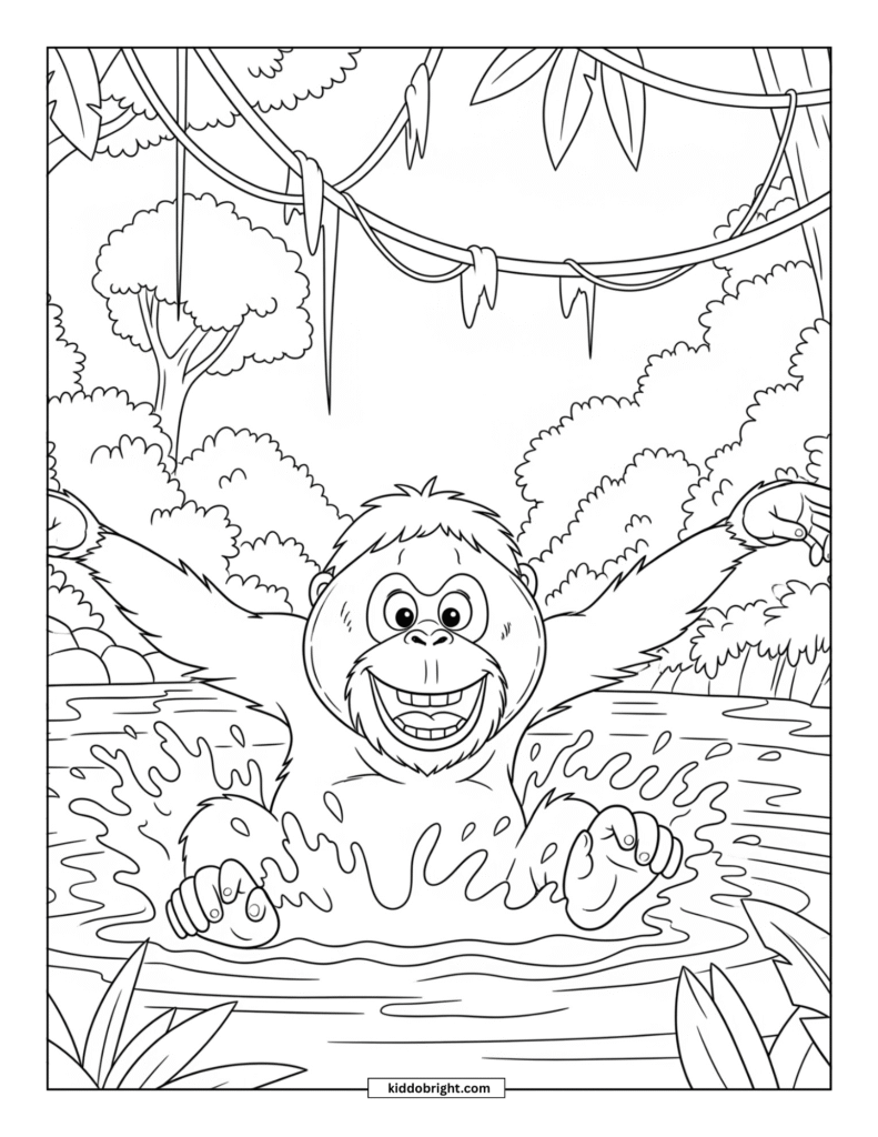 Orangutan coloring pages for kids free download