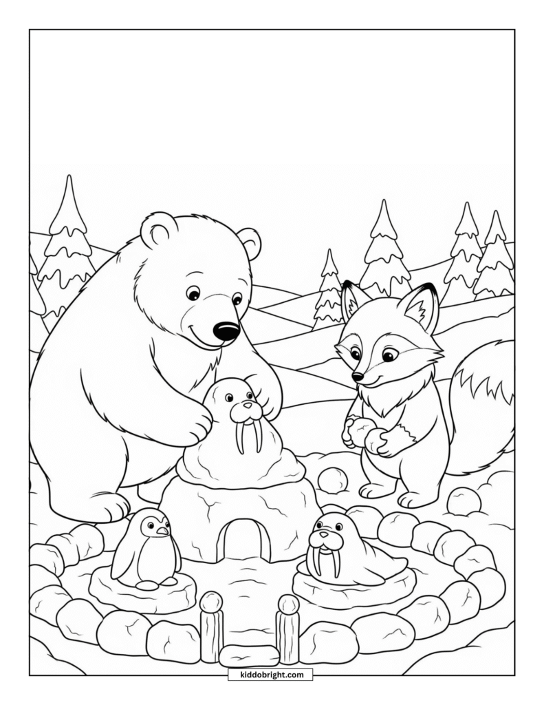Polar bear coloring pages for kids free download