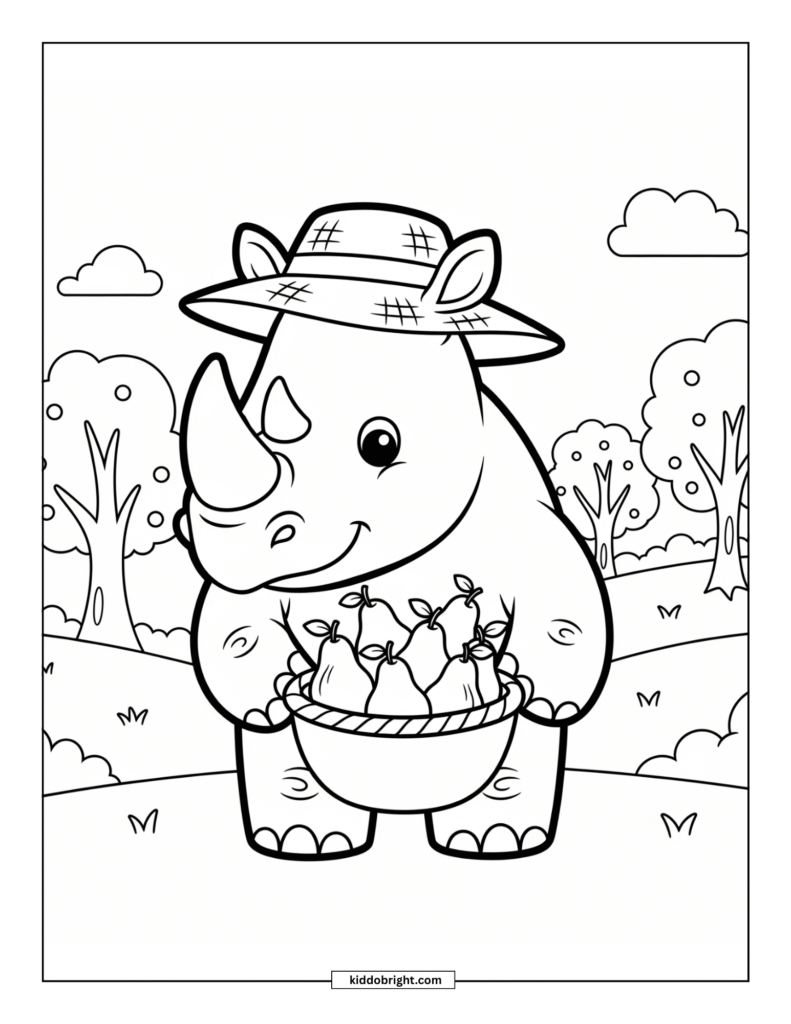 Rhinoceros coloring pages for kids free download
