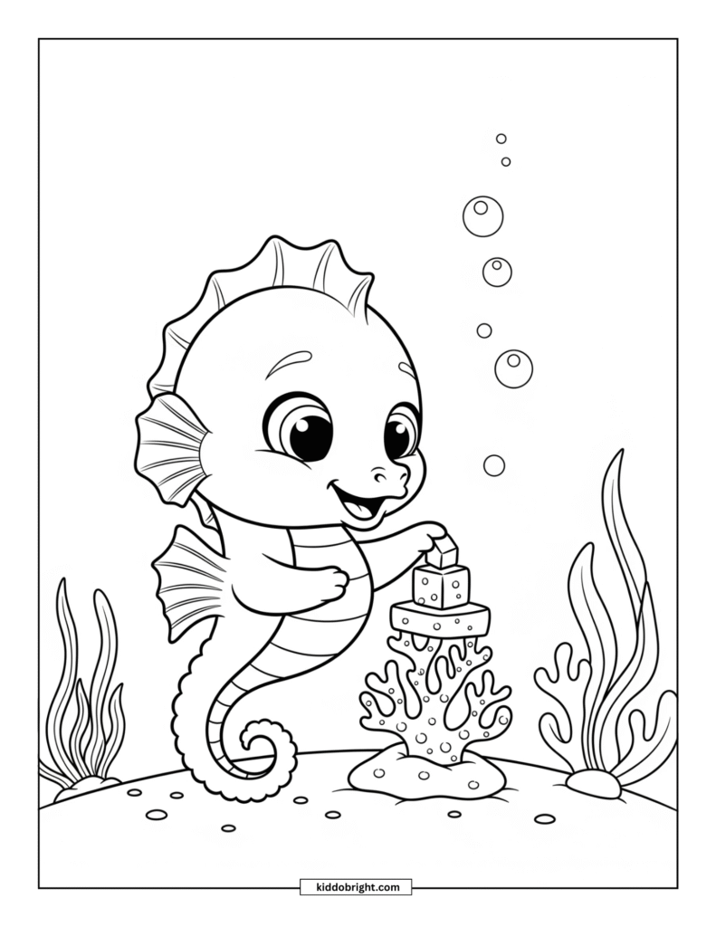 Seahorse coloring pages for kids free download