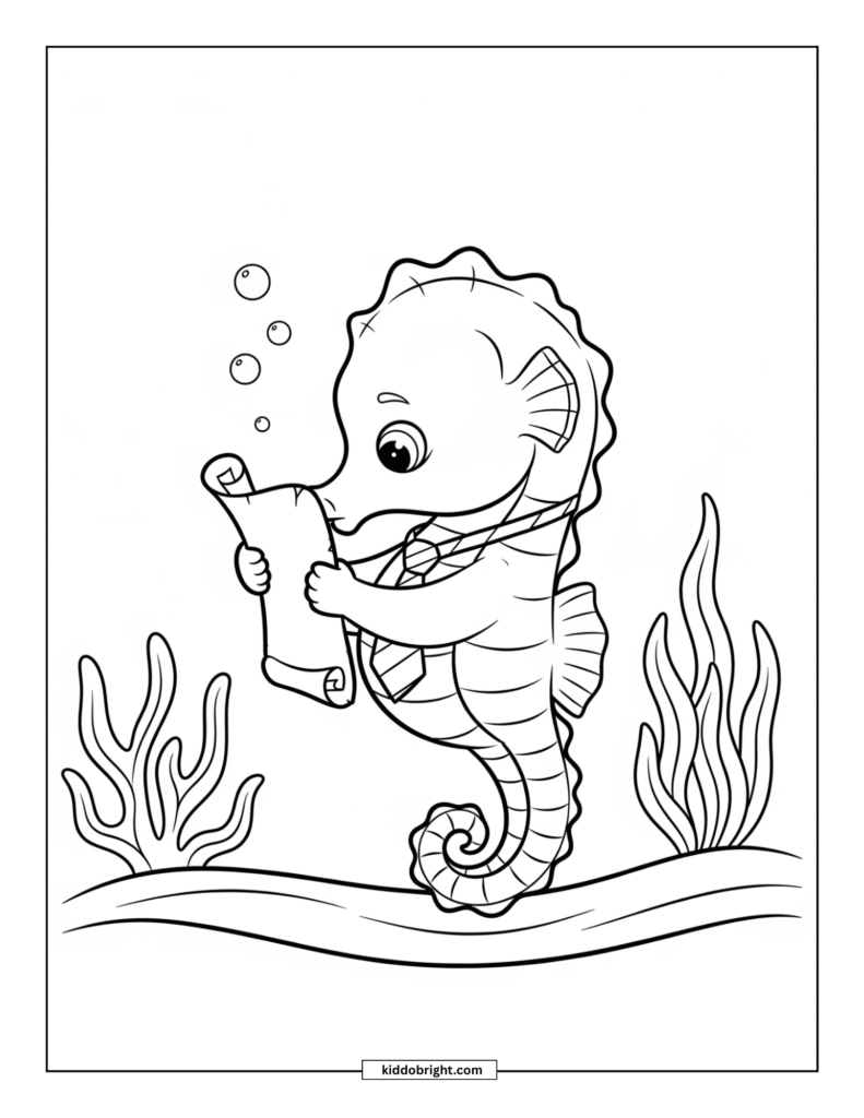 Seahorse coloring pages for kids free download