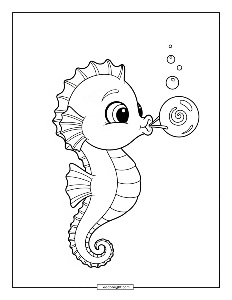Seahorse coloring pages for kids free download