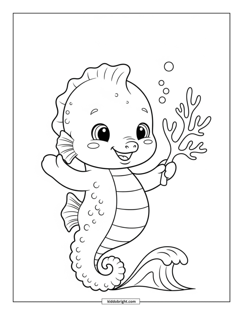 Seahorse coloring pages for kids free download