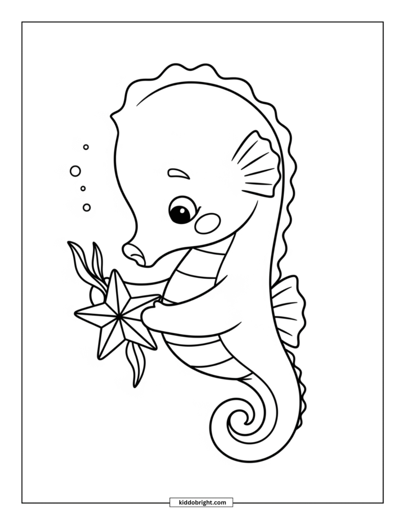 Seahorse coloring pages for kids free download