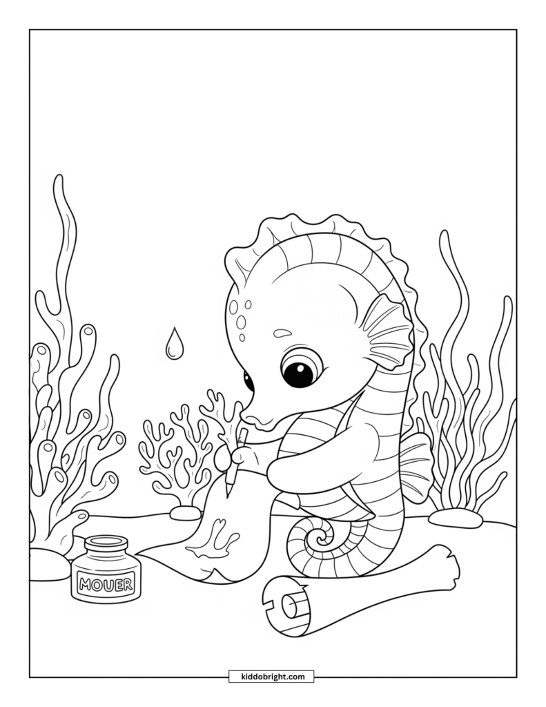 Seahorse coloring pages for kids free download