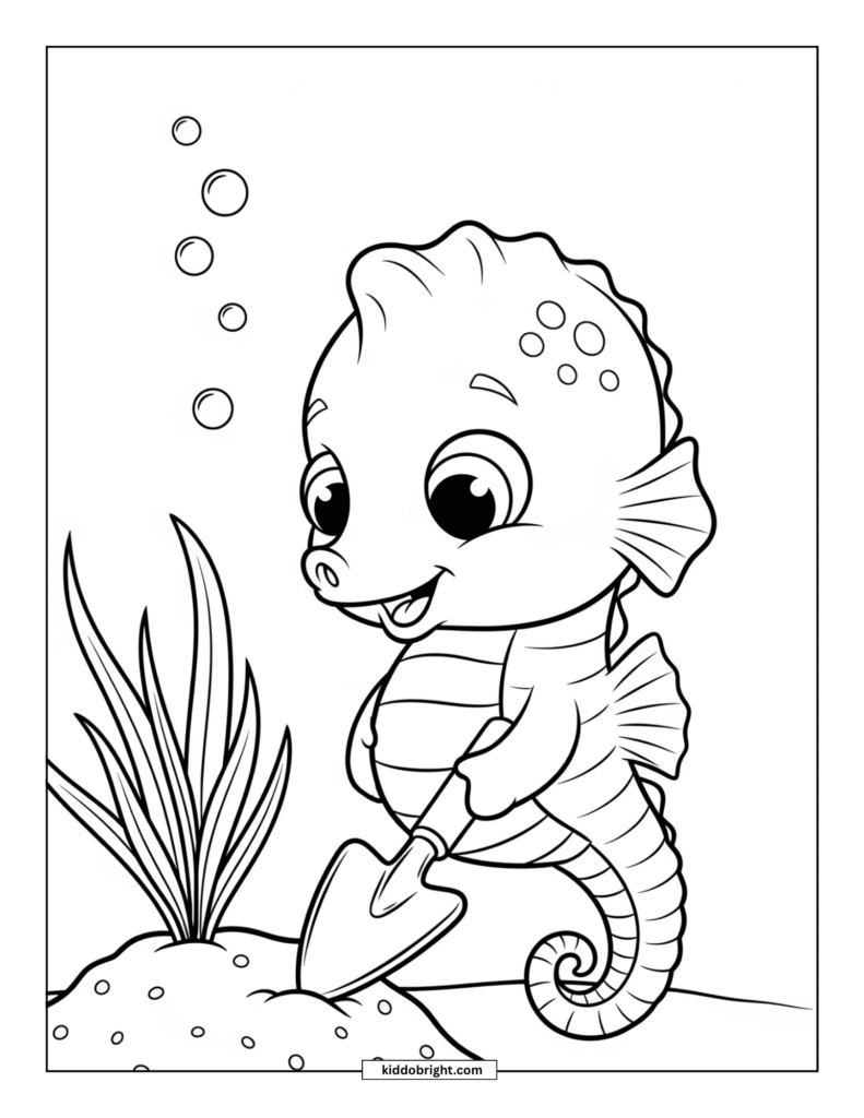 Seahorse coloring pages for kids free download
