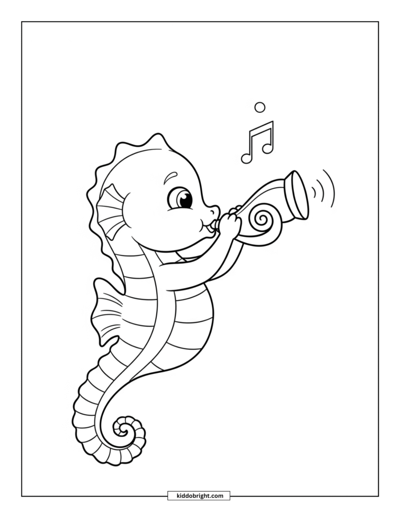 Seahorse coloring pages for kids free download