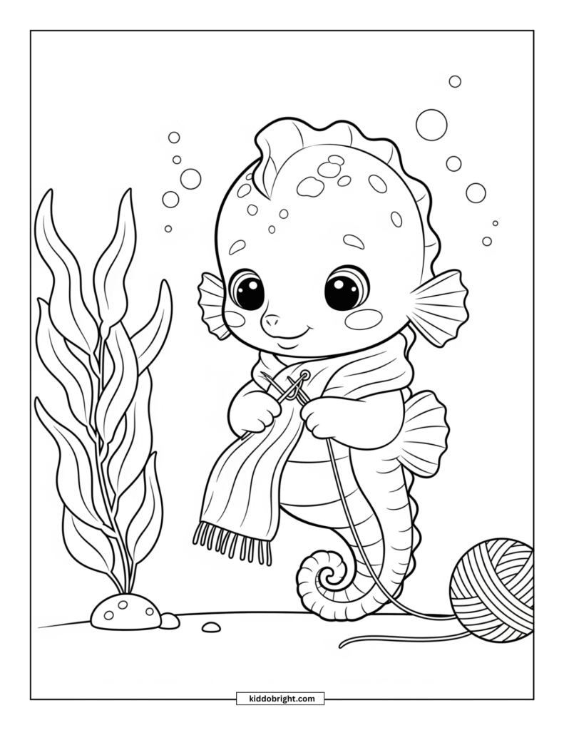 Seahorse coloring pages for kids free download