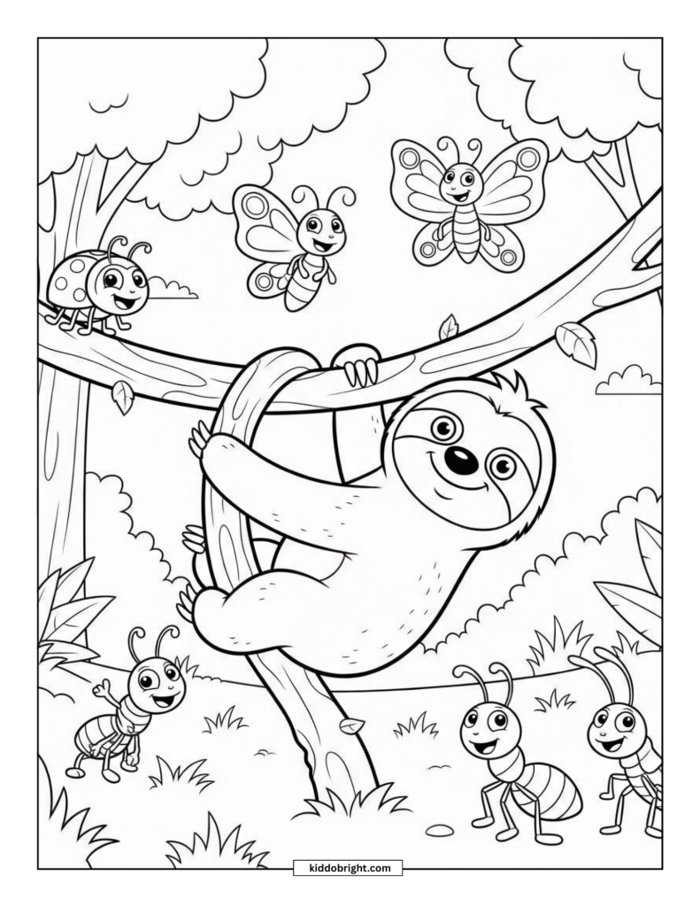 Sloth coloring pages for kids free download