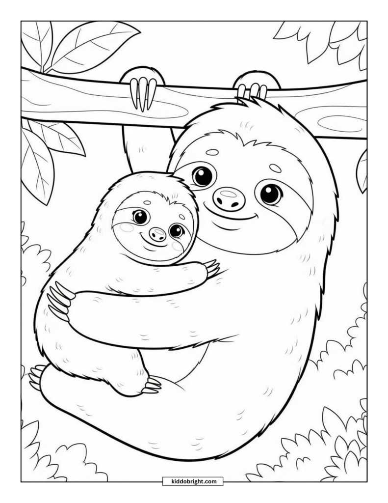 Sloth coloring pages for kids free download