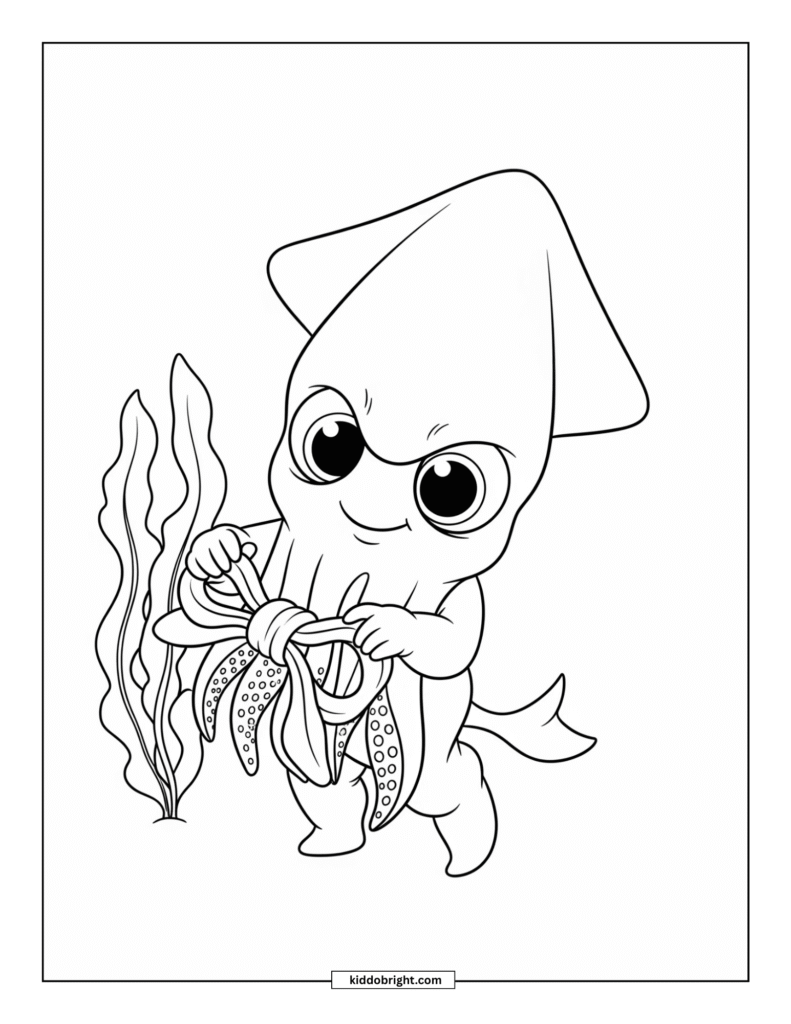 Squid coloring pages for kids free download
