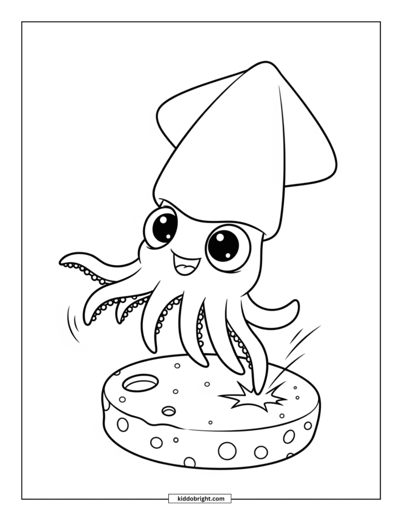 Squid coloring pages for kids free download
