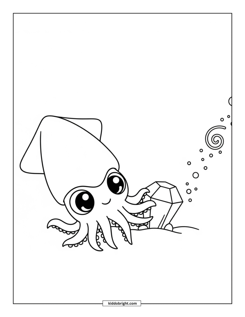 Squid coloring pages for kids free download