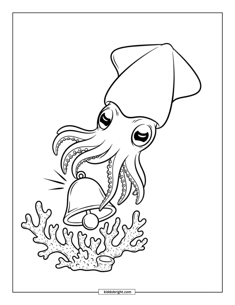 Squid coloring pages for kids free download