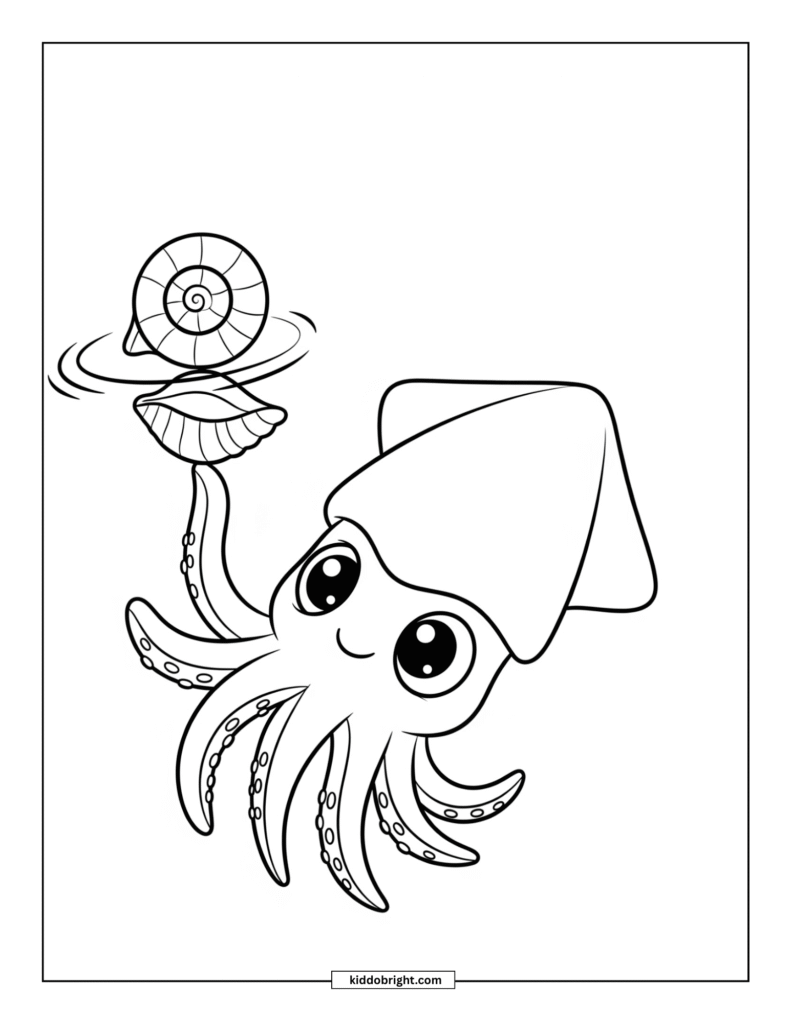 Squid coloring pages for kids free download