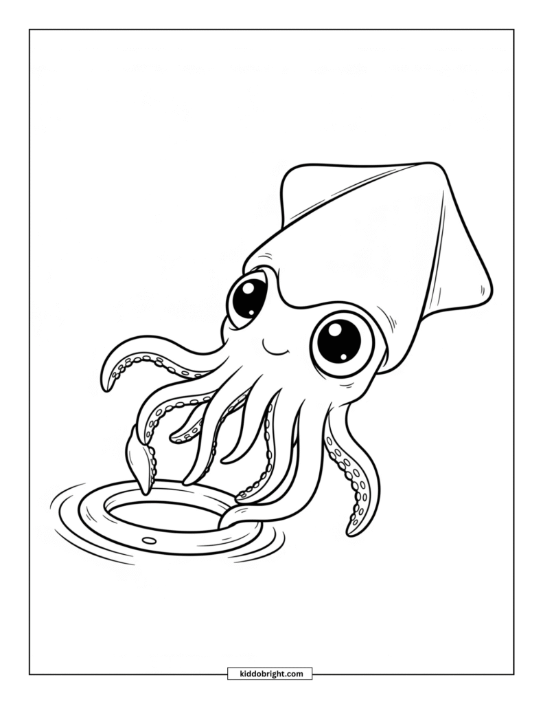 Squid coloring pages for kids free download