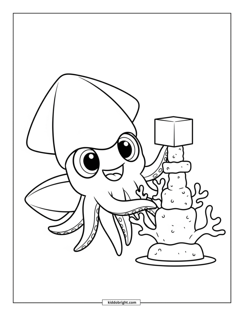 Squid coloring pages for kids free download