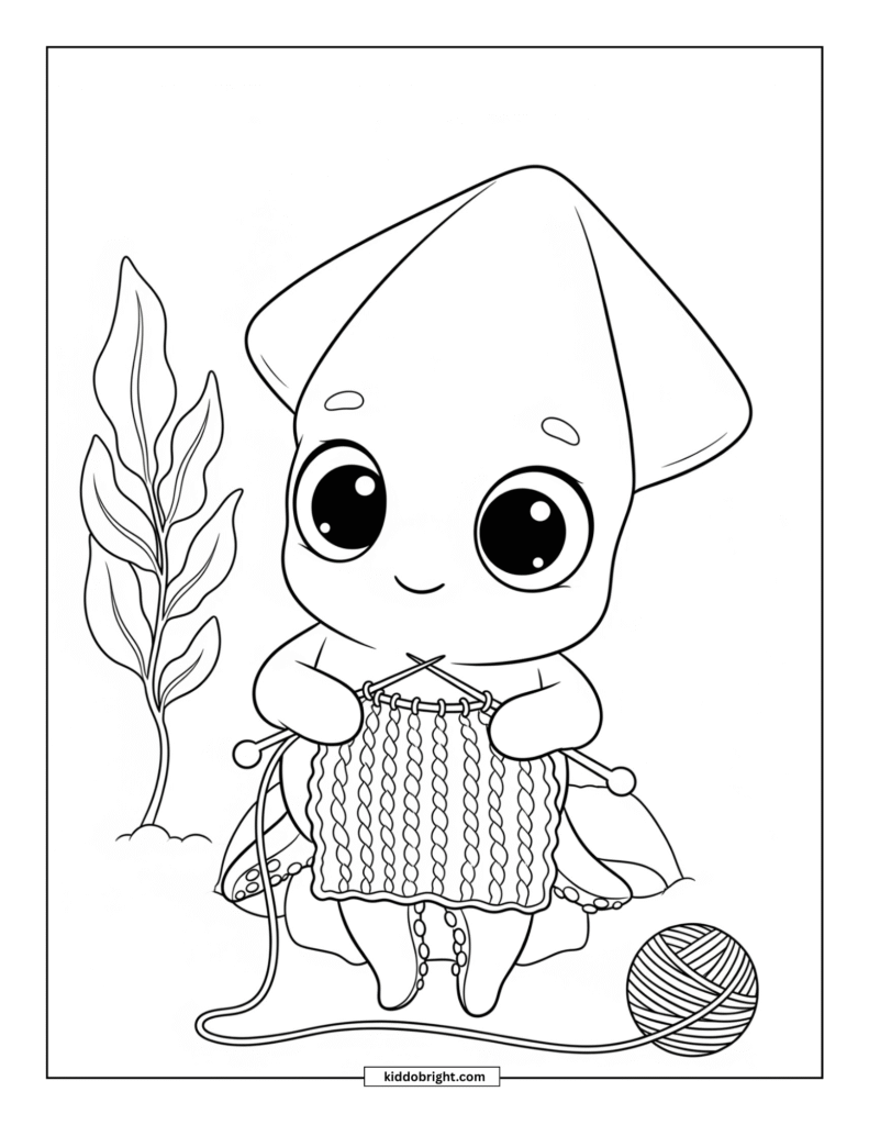 Squid coloring pages for kids free download