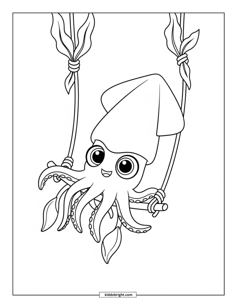 Squid coloring pages for kids free download