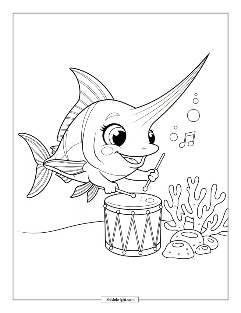 Swordfish coloring pages for kids free download