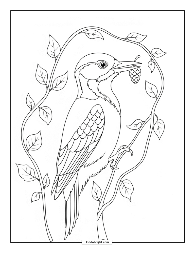 Woodpecker coloring pages for kids free download