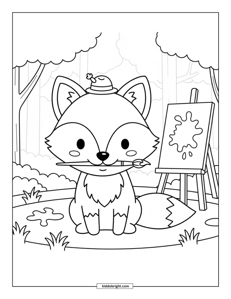 fox coloring pages for kids free download