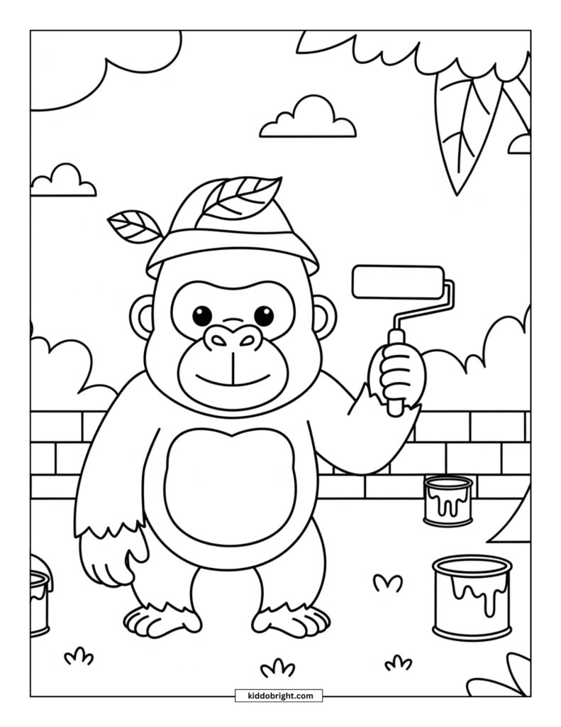 gorilla coloring pages for kids free download