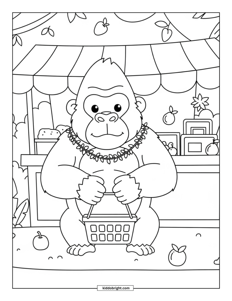 gorilla coloring pages for kids free download